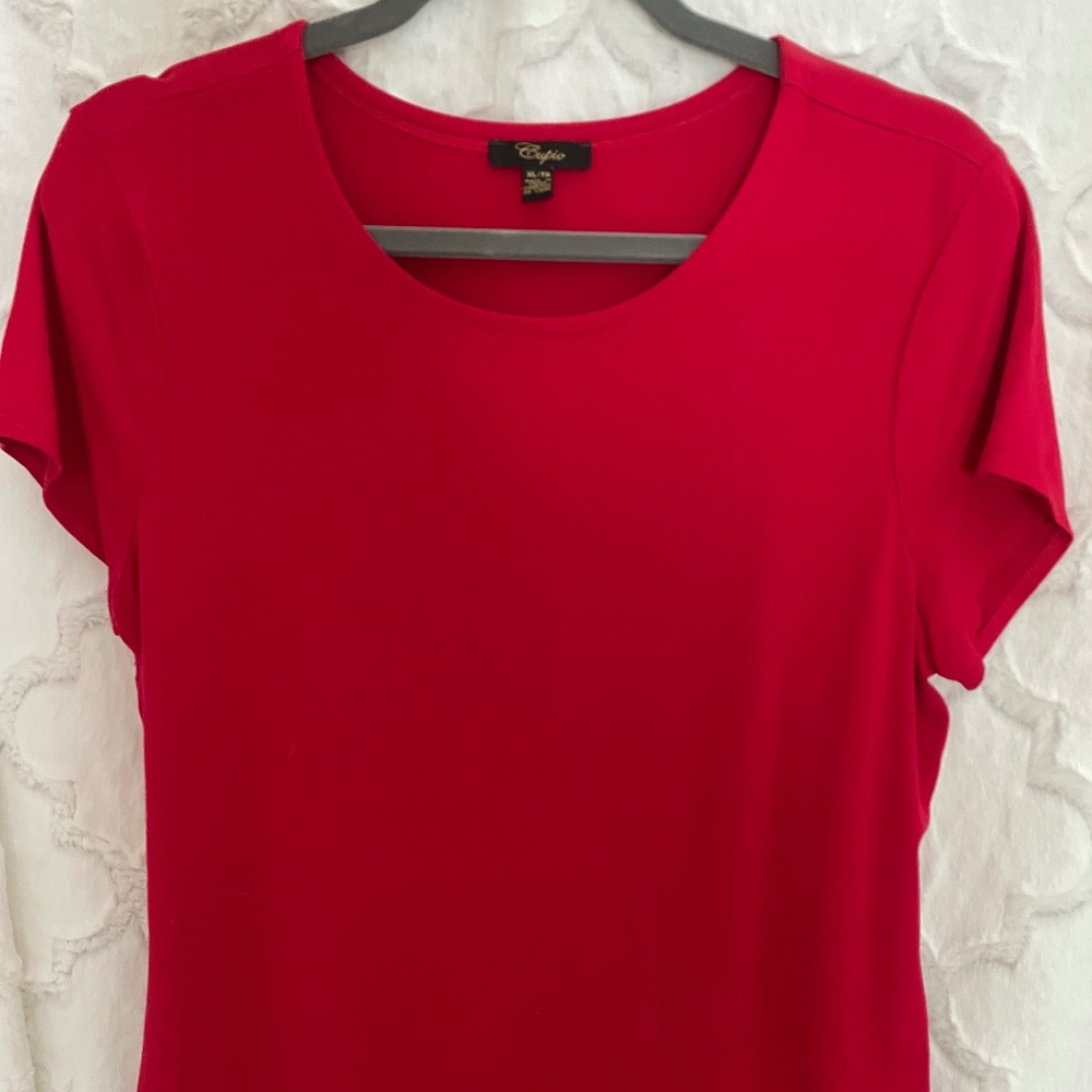 Cupid - Red Scoop Neck Knit Tee - XL